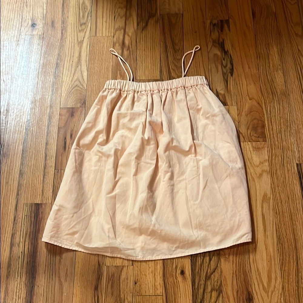 Zara spaghetti strap linen peach colored dress with pockets